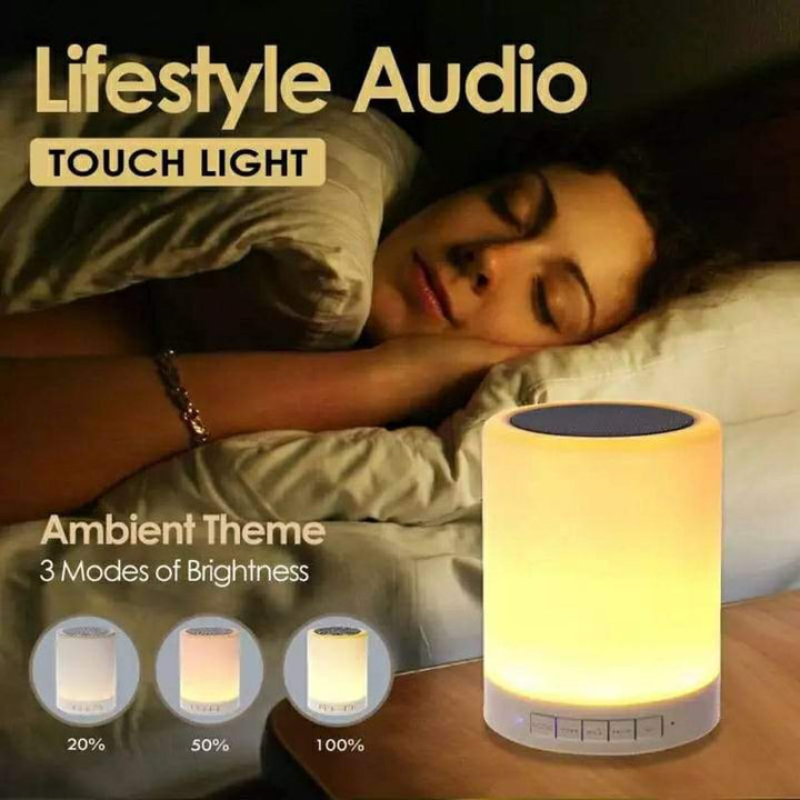 Fargerik LED Nattlampe Bluetooth Touchpanel Trådløs Høyttaler Skanto