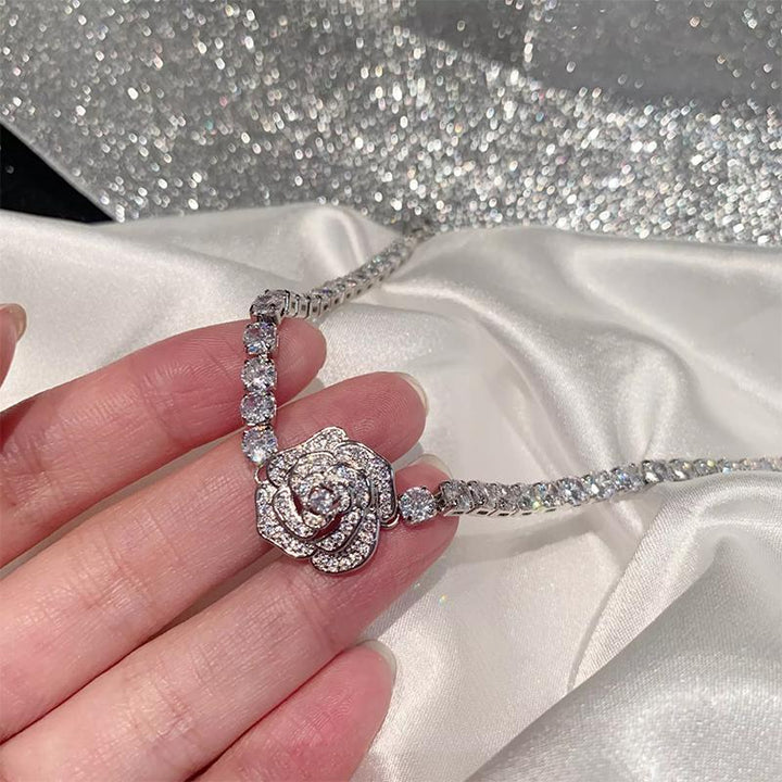 Skanto | Rose Rhinestone Armbånd og Halskjede