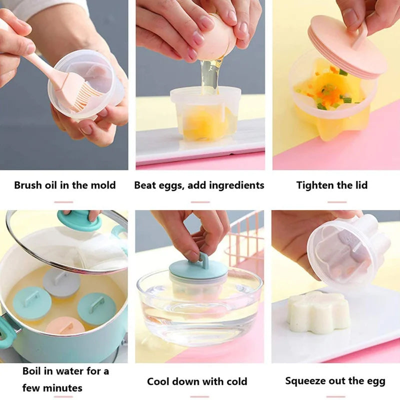 Skanto | Søt Kokt Egg Form🥚🥚4 PCS/Sett Med Pensel