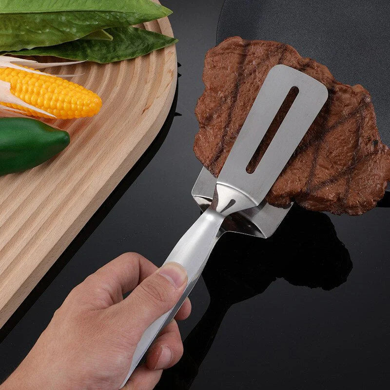 Skanto | Dobbeltvendt rustfritt stål stekespade med sklisikker håndtak – Ideell for grilling og steking