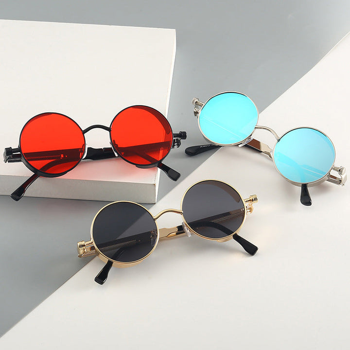 Skanto | Solbriller Steampunk Rund Linse Metallramme Unisex Briller