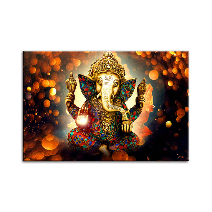 Hindu Lord Ganesha - Lerret Veggkunst Maleri