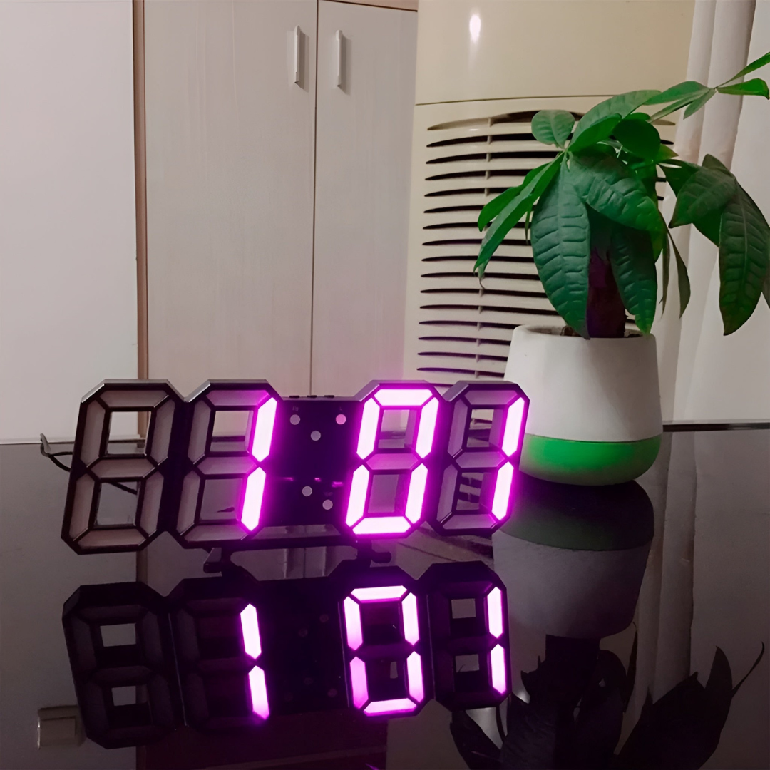 Moderne 3D-LED-Wanduhr – Digital skjerm i en kraftig optikk