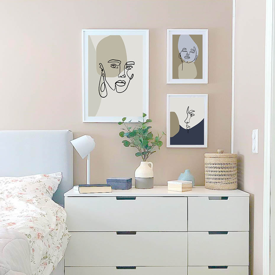 Linje Grafisk Kunst - Lerret Veggkunst Maleri