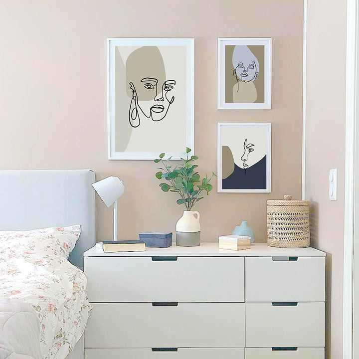 Linje Grafisk Kunst - Lerret Veggkunst Maleri