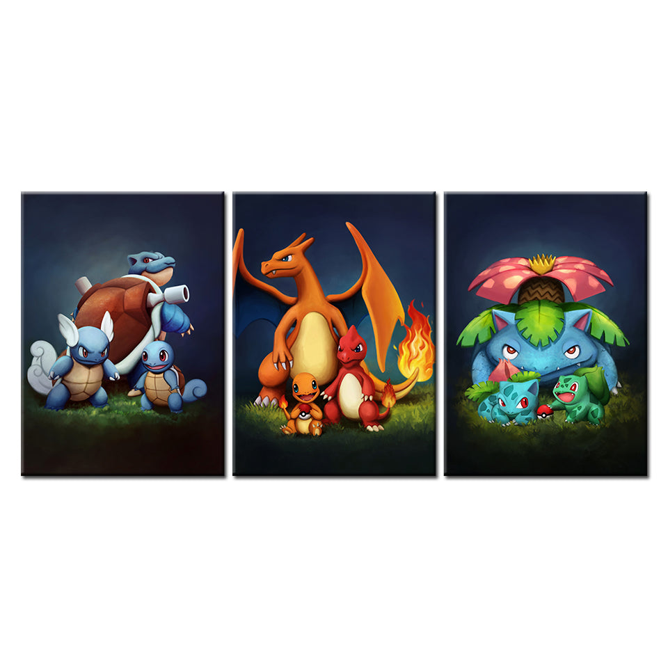 Dragon Team 3 stk - lerret veggkunst maleri