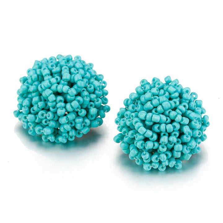 Skanto | Lys og morsom håndlaget multicolor perle pompom stud øredobber