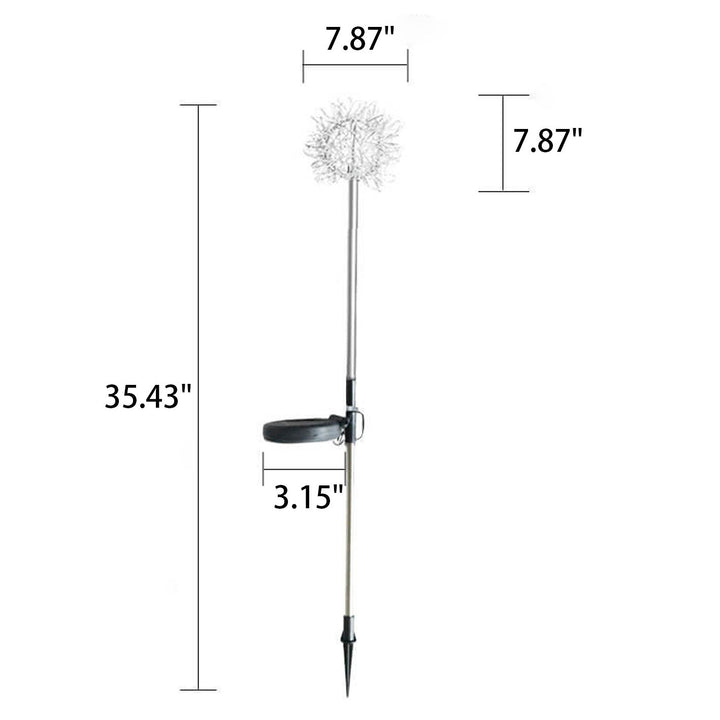 Solcelledrevet LED-kulelampe av løvetann laget av aluminiumstråd, vanntett, for utendørs bruk, for planting i hagen, bakkelys