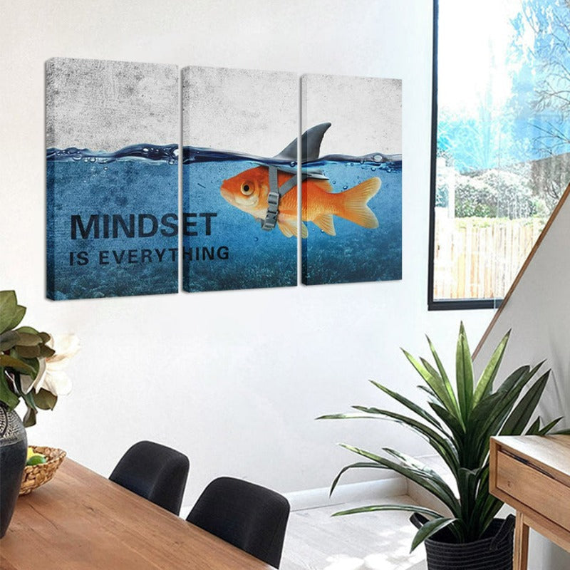 3Pcs Abstrakt Blå Gullfisk Hai Plakater Lærret Maling | Skanto