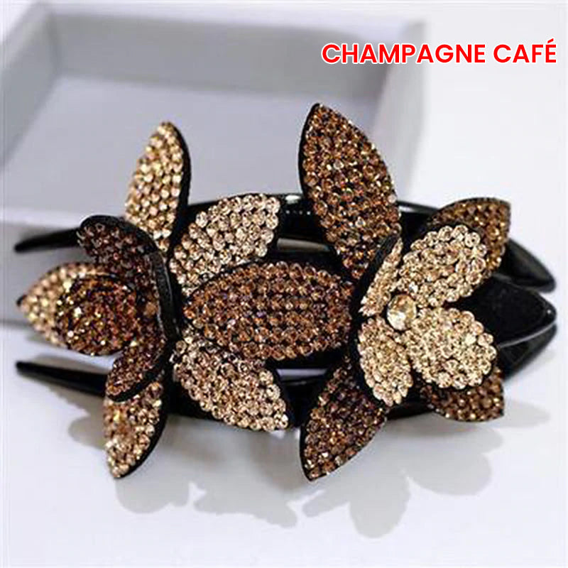 Double Flower Rhinestone Hair Pin | Skanto