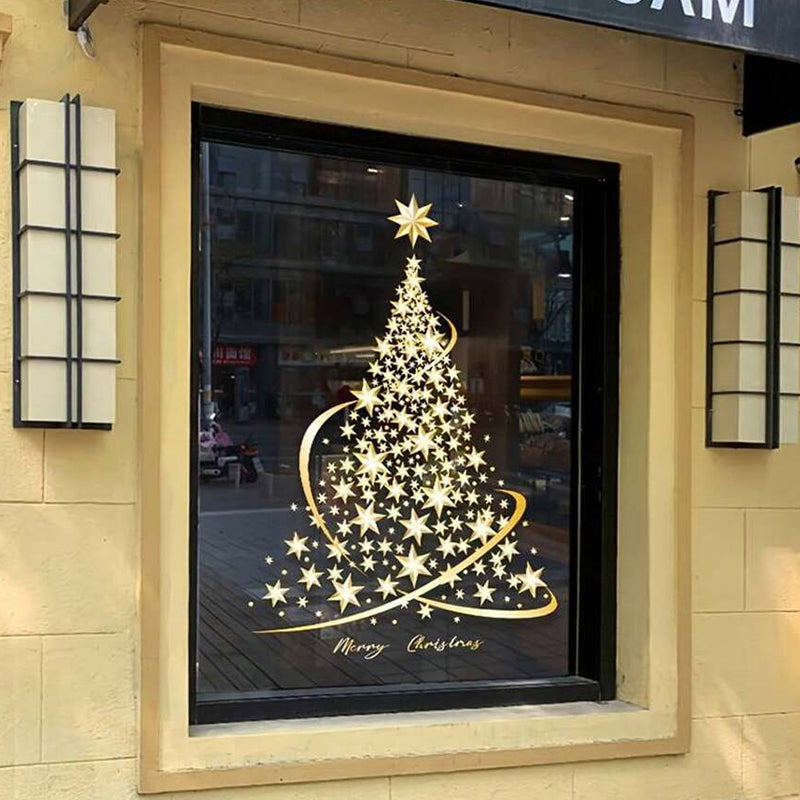 Skanto | Gyldne juletre vindusdekorasjoner klistremerker for glass