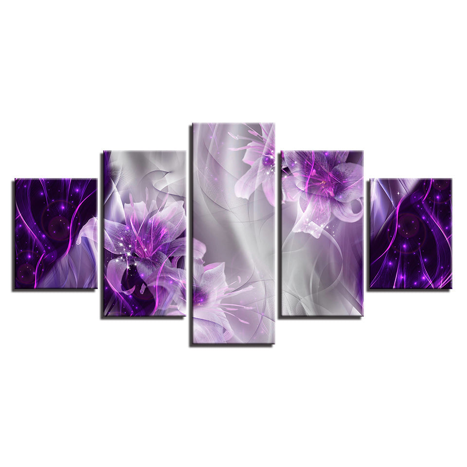 Fantasy Purple Lilien 5 stk - Lerret veggkunst maleri