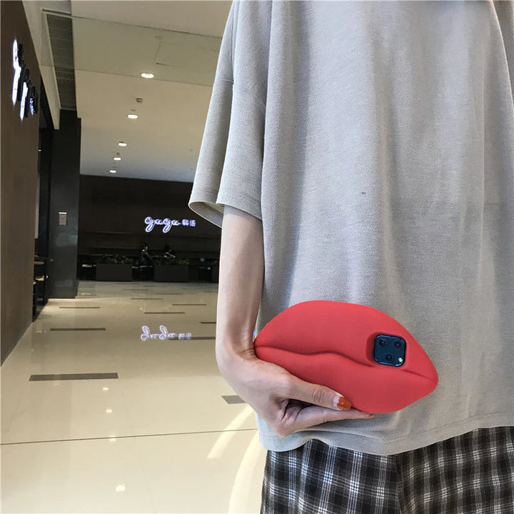 Skanto | 3D Stor Rød Lipp Munn Kyss Myk Silikon Skulder Iphone Deksel