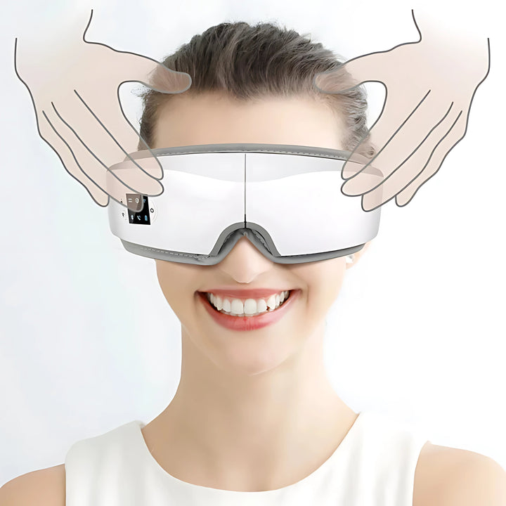 Vistella | 4D Smart Eye Massager - Lufttrykk - Vibrasjon - Varmebehandling for Øyetretthet - Søvnforbedring Skanto