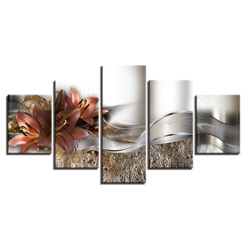5 Piece Pink Undertone Tulips - Canvas Wall Art Painting | Skanto