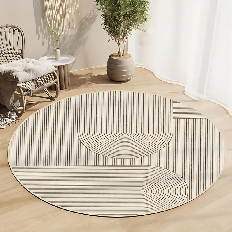 Rund teppe i skandinavisk design – Modern antiskli teppe for stue og soverom | Skanto