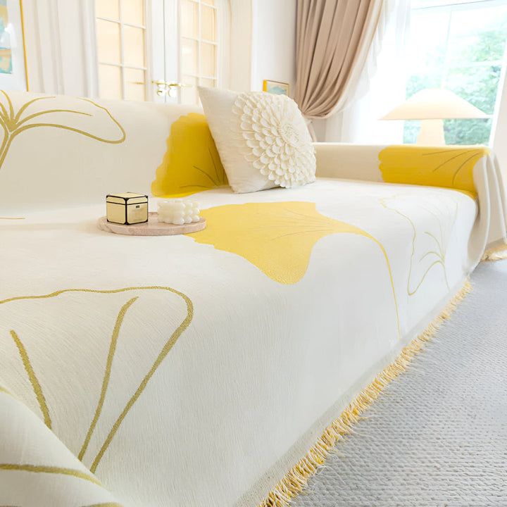Skanto | Pastoral Stil Ginkgo Blad Sofa Trekk