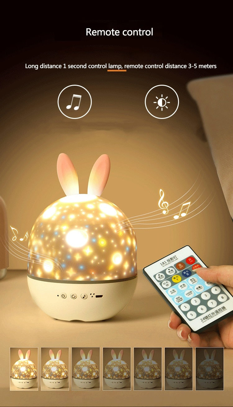 LED Universe Stars Bunny Prosjektor Nattlys | Skanto