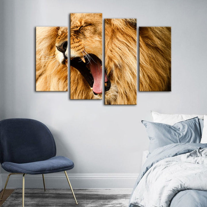 4-Piece Roaring Lion Canvas Wall Art Painting | Skanto