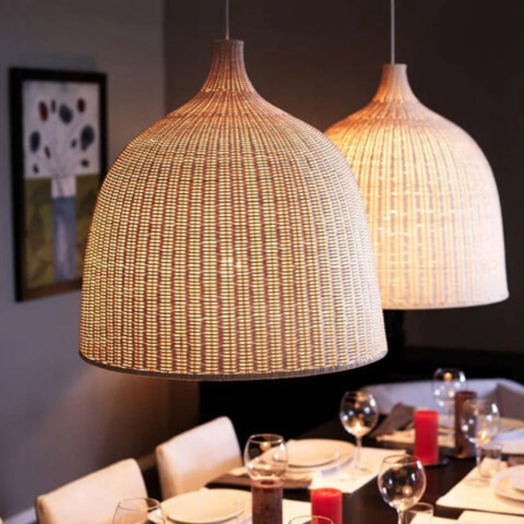 RusticGlow - Fletten Rattan Pendellampe Skanto