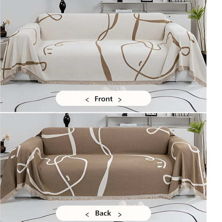 Skanto | Abstrakt Linje Reversible Chenille Sofa Cover