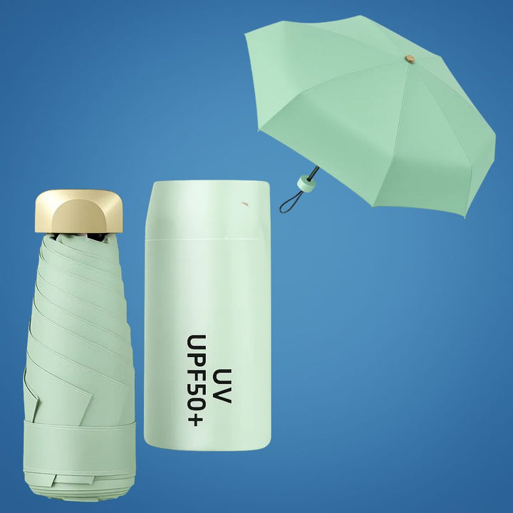 UrbanBrolly | Mini UV Sammenleggbar Paraply – UPF 50+ Solbeskyttelse – Vannavvisende – Lett Bærebar Størrelse Reise Bruk Skanto