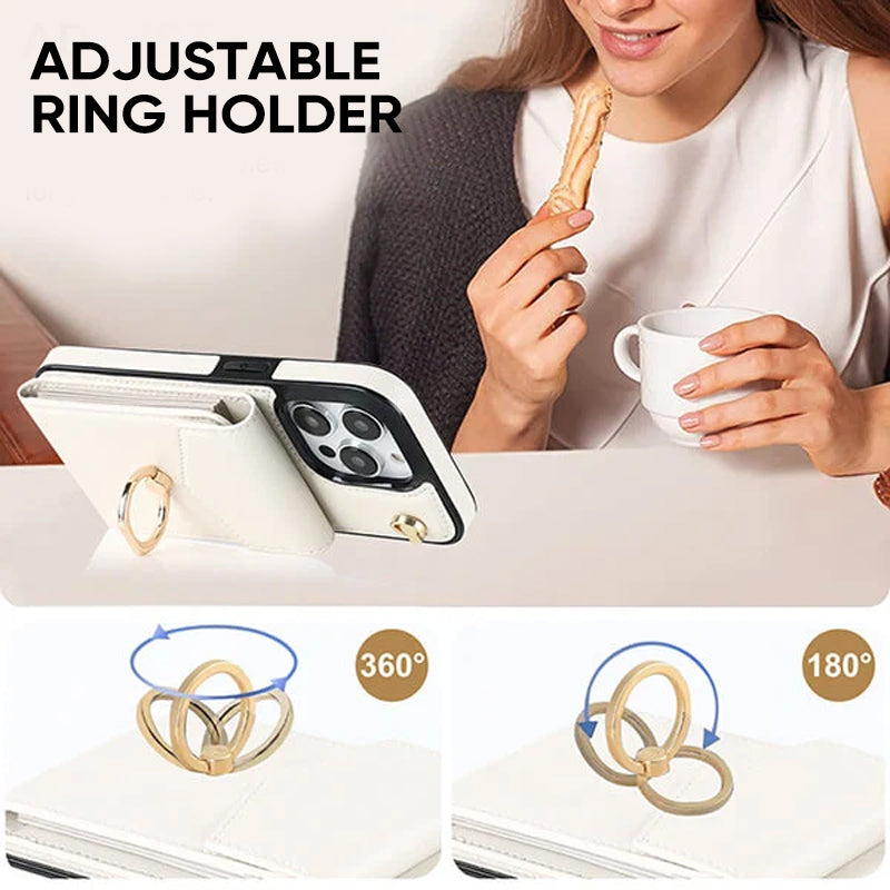 Skanto | Læderlommebok med ring og snor for iPhone