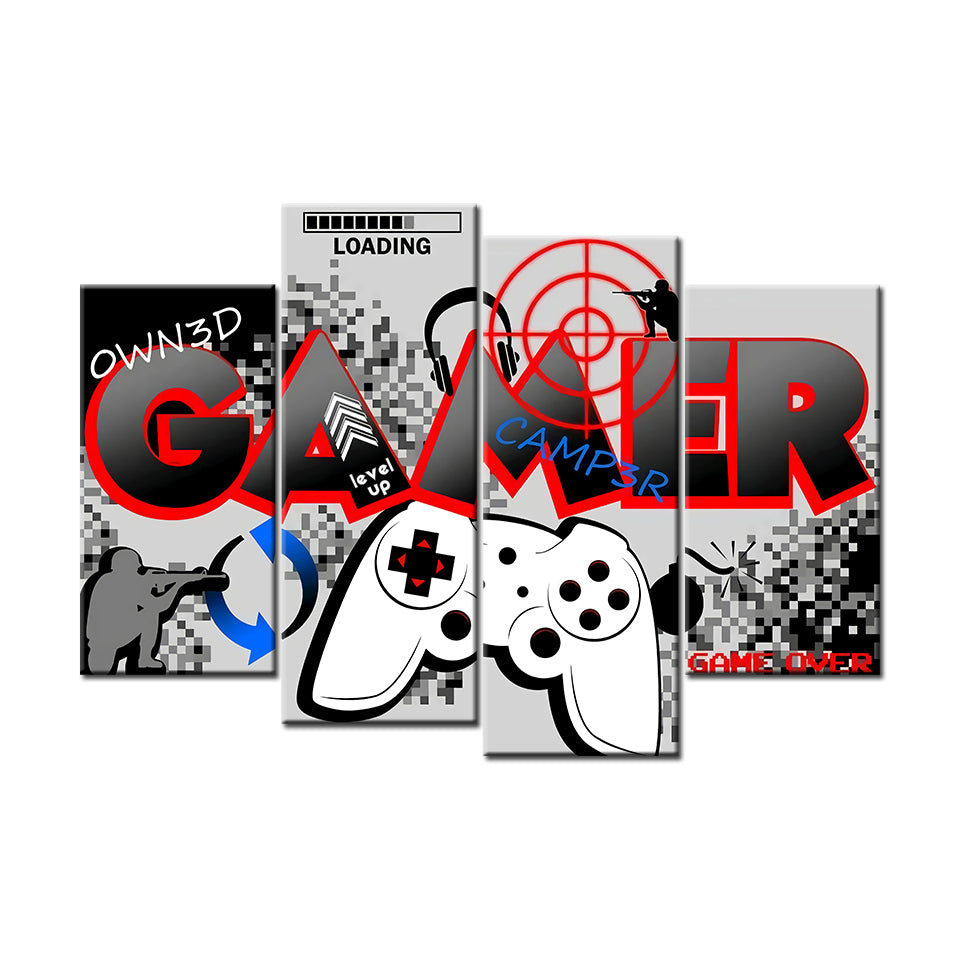 Gamer Board 4 stk - Lerret veggkunst maleri