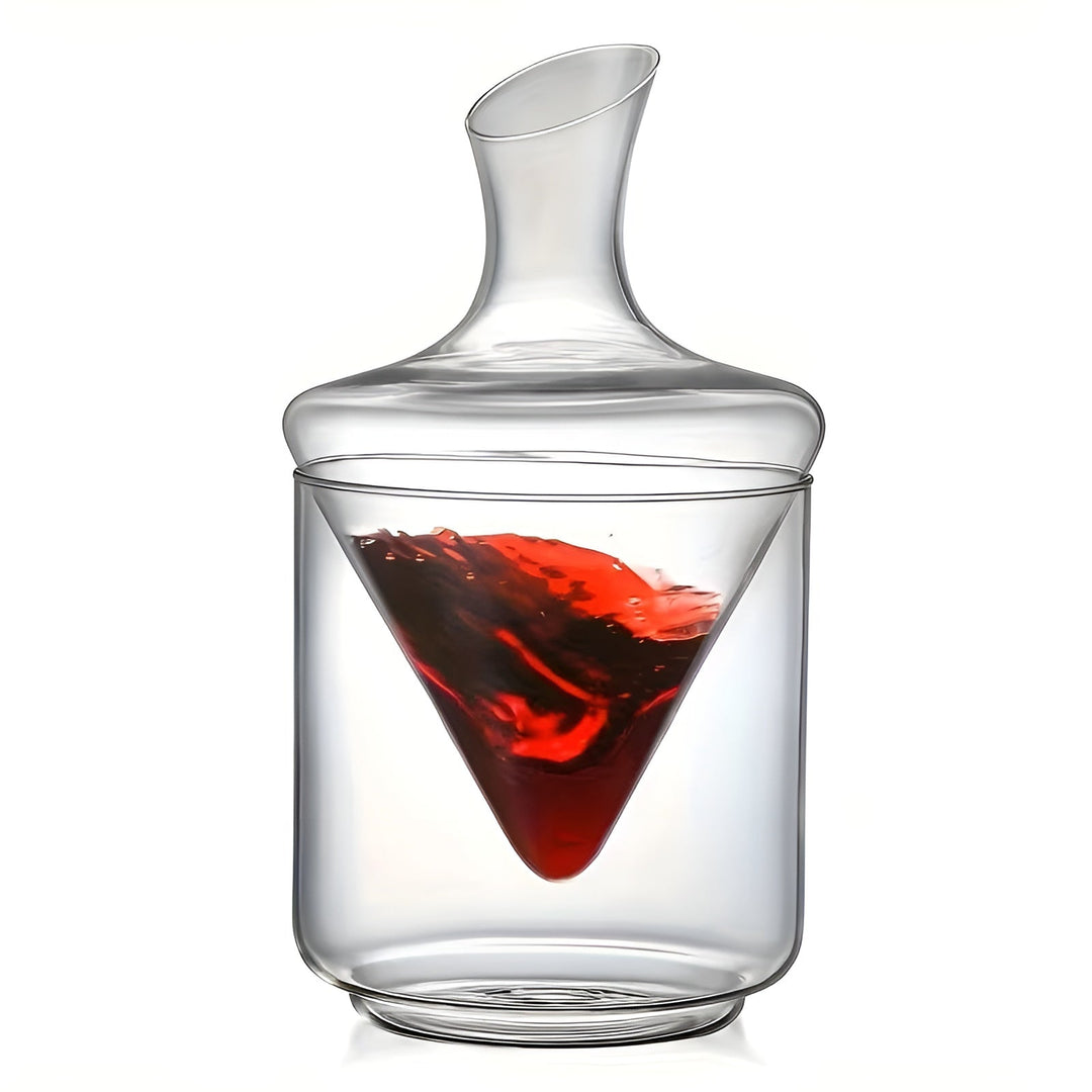 Vinkaraffel med rask lufting – Elegant fossefalldesign laget av glass | For en mer intens aroma og stilig vinopplevelse