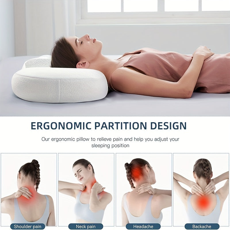 1pc Oval Macaron Pute Cervical Hukommelses Skum Pute, Kjølende Seng Pute For Søvn - Nakke Pute For Smertelindring Søvn, Kontur Støtte Ergonomisk Pute For Side Rygg Mage Sovere Ved Å Bruke Høy Og Lav Deling | Skanto