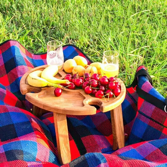 Tremini Utendørs Sammenleggbart Picnicbord - Med Glassholder | Skanto