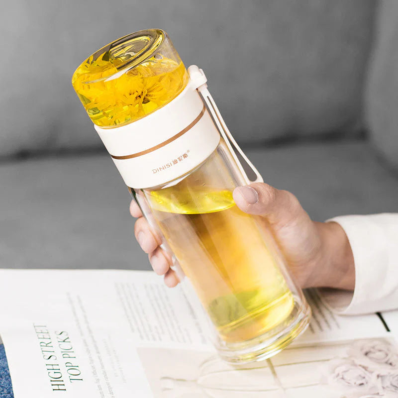 Skanto | Dobbelveggs glassflaske med tefilter og infusor