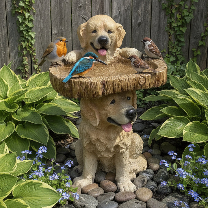 Skanto | Golden Retriever Valp Fugl Bad Hage Statue