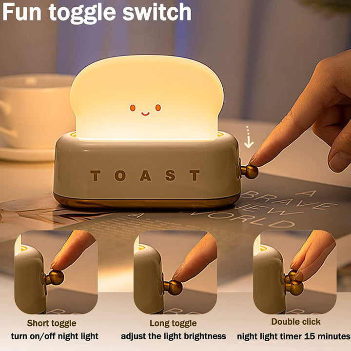 USB-lading LED-brød nattelys med dimmefunksjon og timer | Skanto