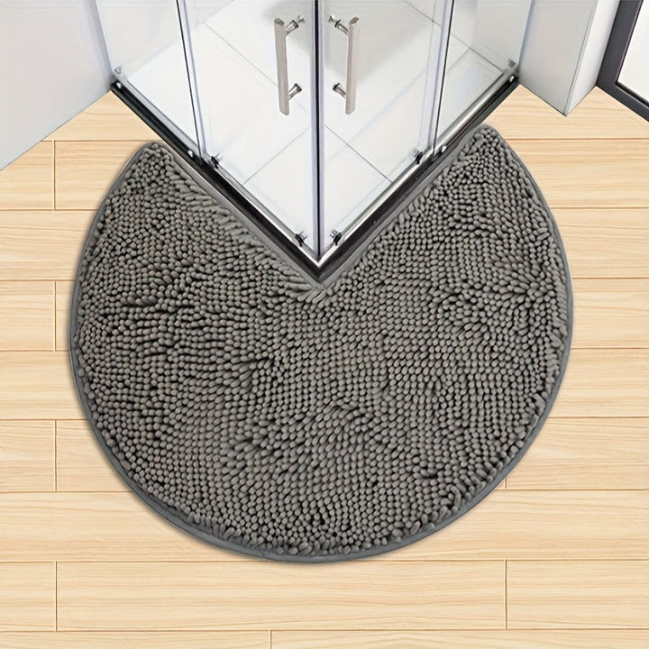 Rund LuxeChen Badmat Ultra-Myk Chenille – Antiskli & Hur tørk | Skanto