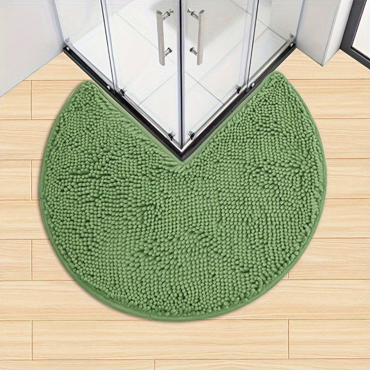 Rund LuxeChen Badmat Ultra-Myk Chenille – Antiskli & Hur tørk | Skanto