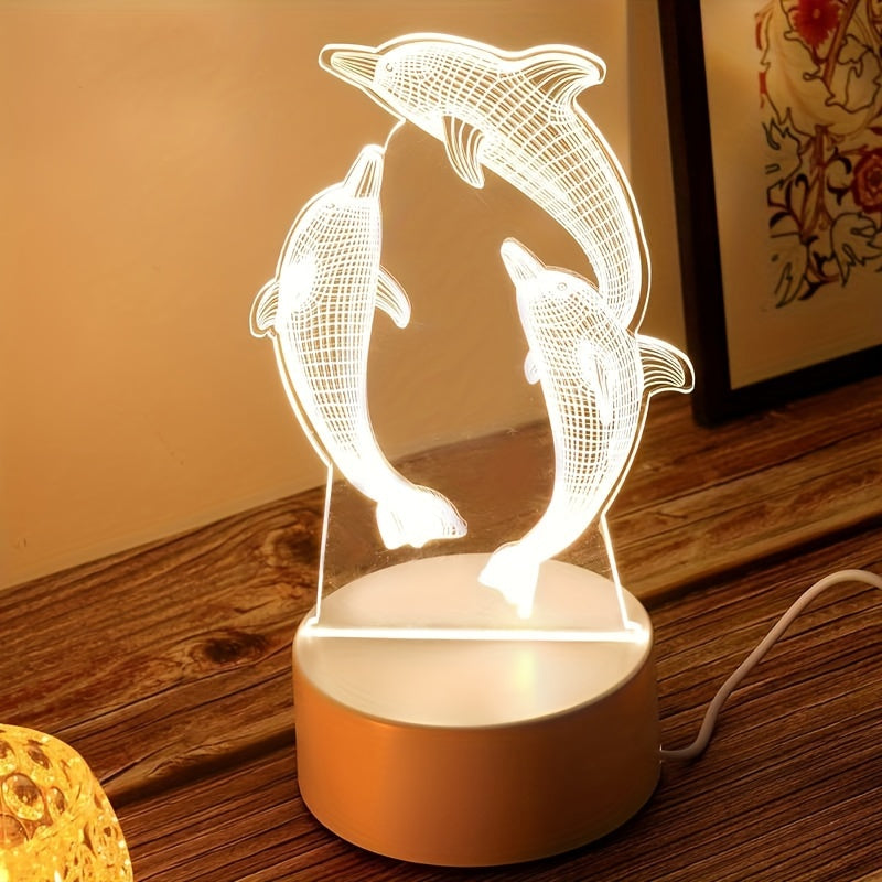 GeoDolphin - Trendy 3D Illusion Bordlampe Skanto