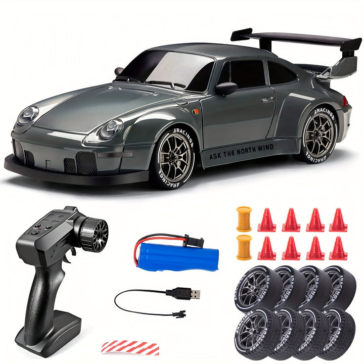 Skanto | Ultimate 1:24 RC Driftcar med LED-hjul – Oppladbar 4WD racing leketøy