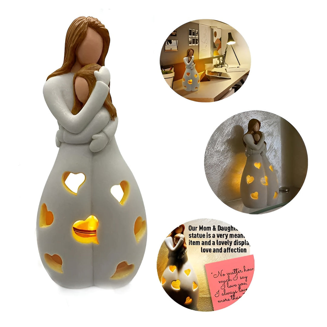 Skanto | Omfavne Mor Datter Figur Flammende Lysestake - LoveGlow