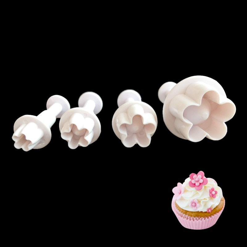 4 stk Plomme Blomst Blomst Fondant Cutter | Skanto