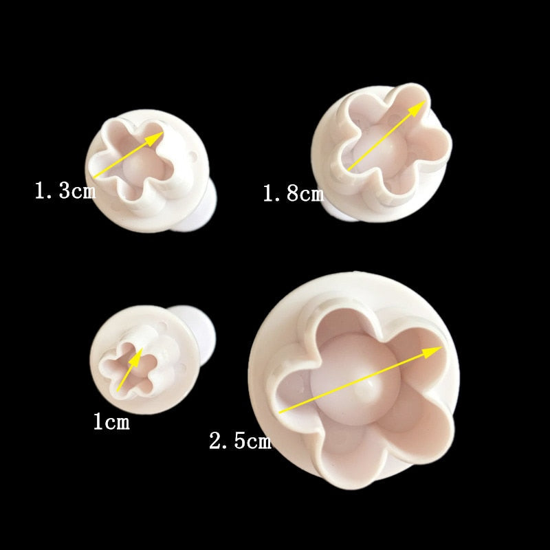 4 stk Plomme Blomst Blomst Fondant Cutter | Skanto