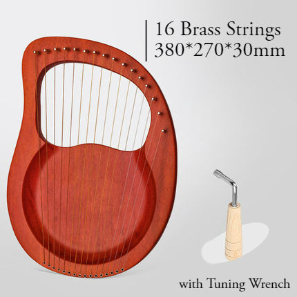 Skanto | 16 Messingstreng Mahogni Lyre Harpe med Tonetrench for Barn, Tenåringer & Voksne