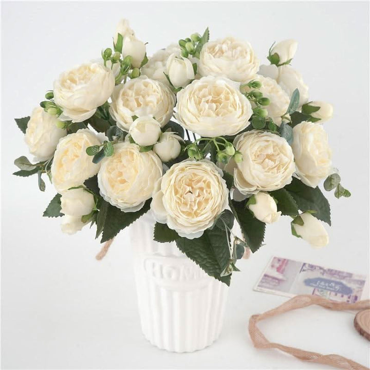 Skanto | Kunstig Pionbukett med Blomster og Knopper