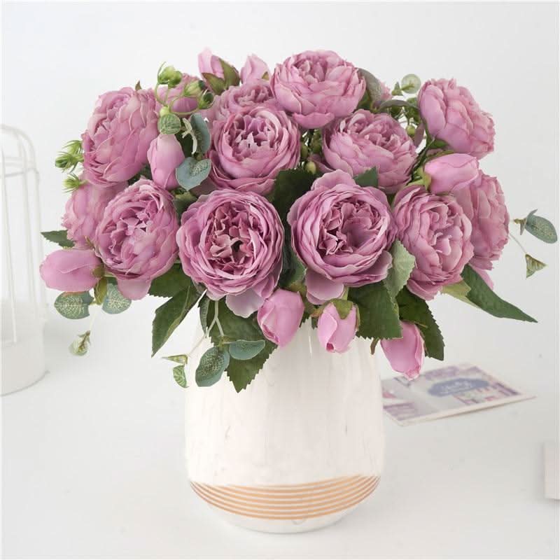 Skanto | Kunstig Pionbukett med Blomster og Knopper