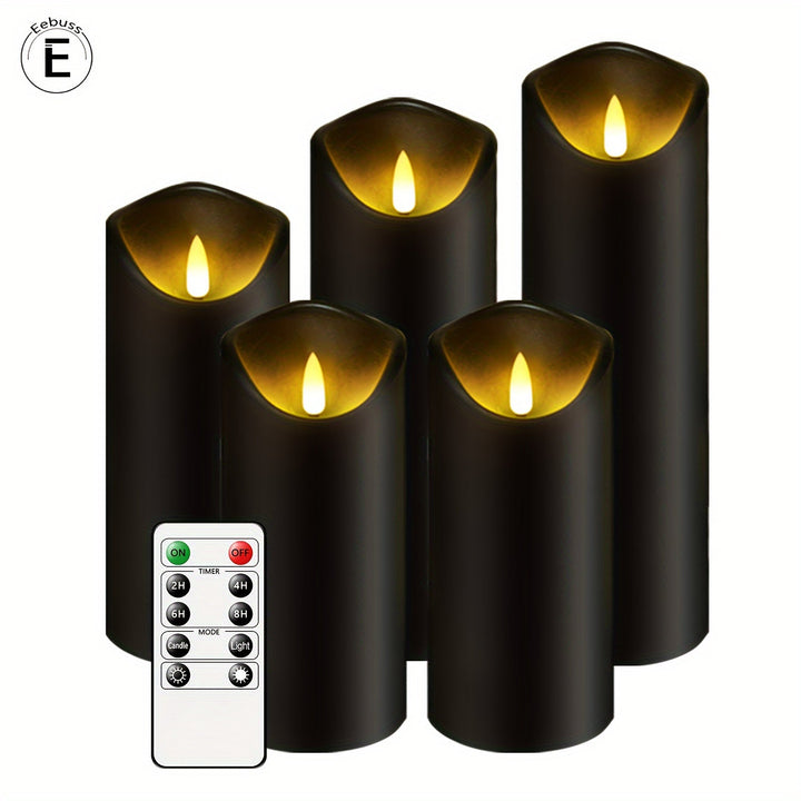 Skanto | MystiFlame - 5-delers LED Lysestake Sett med Svart Finish