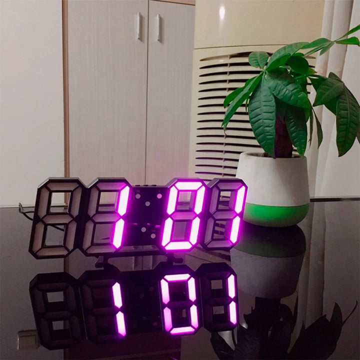 Skanto | LumiSync 3D LED Veggklokke – Moderne Digital Klokke med Dimmer Belysning