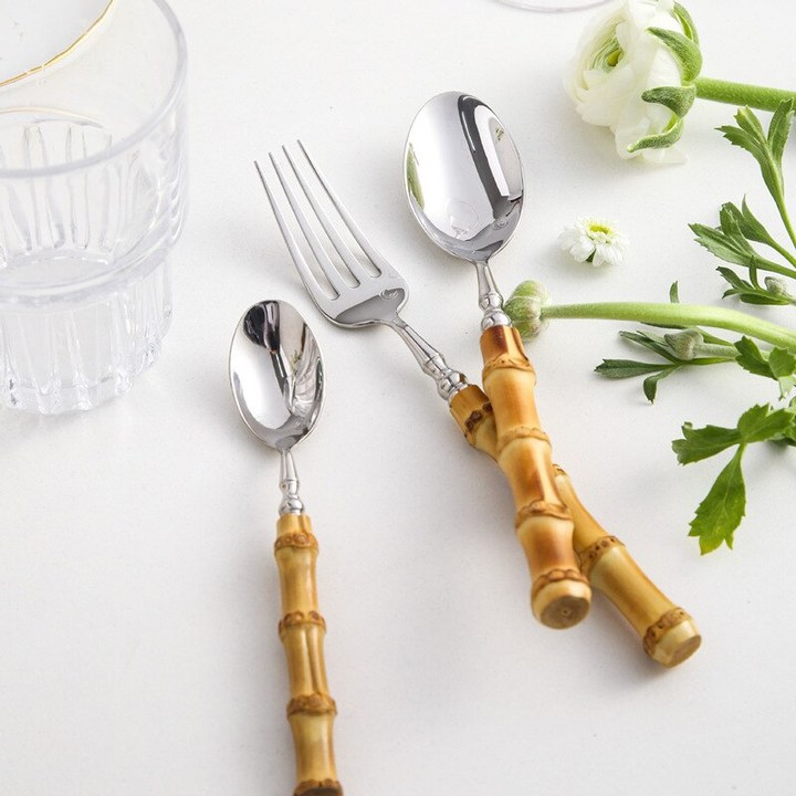 Arashiyama Bamboo & Rustfritt Stål Bestikksett – Naturlig Eleganse | Skanto
