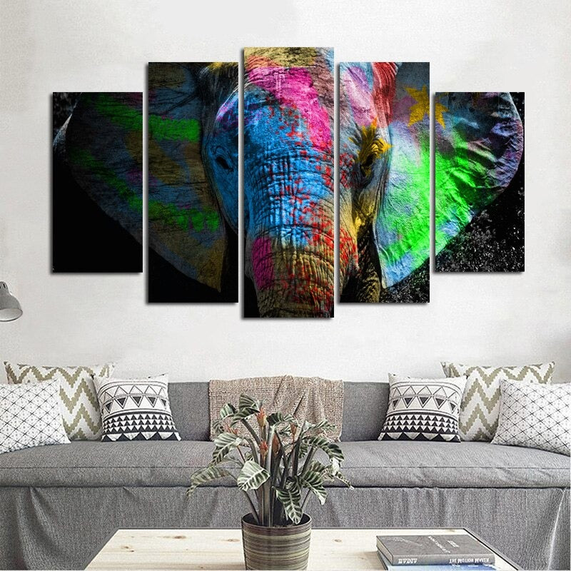 5 Panel "Vibrant Animal Design" Wall Art Modular Pictures Poster | Skanto