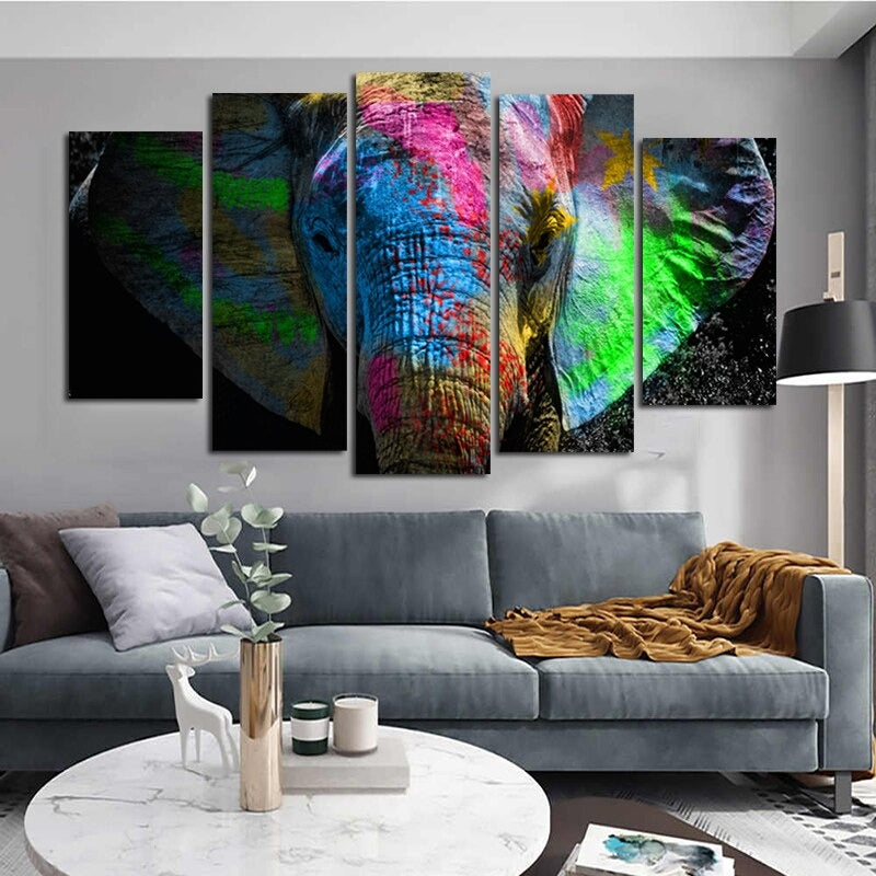 5 Panel "Vibrant Animal Design" Wall Art Modular Pictures Poster | Skanto