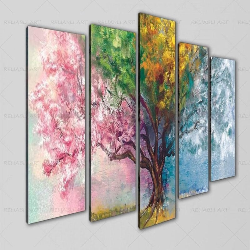 5 Paneler "Fargerik Sesongtre"- Veggkunst Moduler Bilder Plakat | Skanto